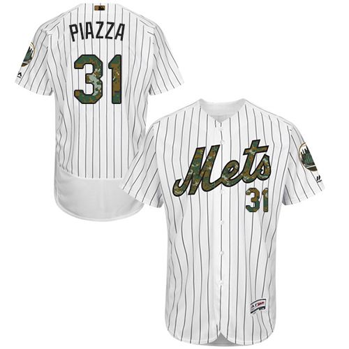 Mets #31 Mike Piazza White(Blue Strip) Flexbase Authentic Collection 2016 Memorial Day Stitched Jersey - Zenithce