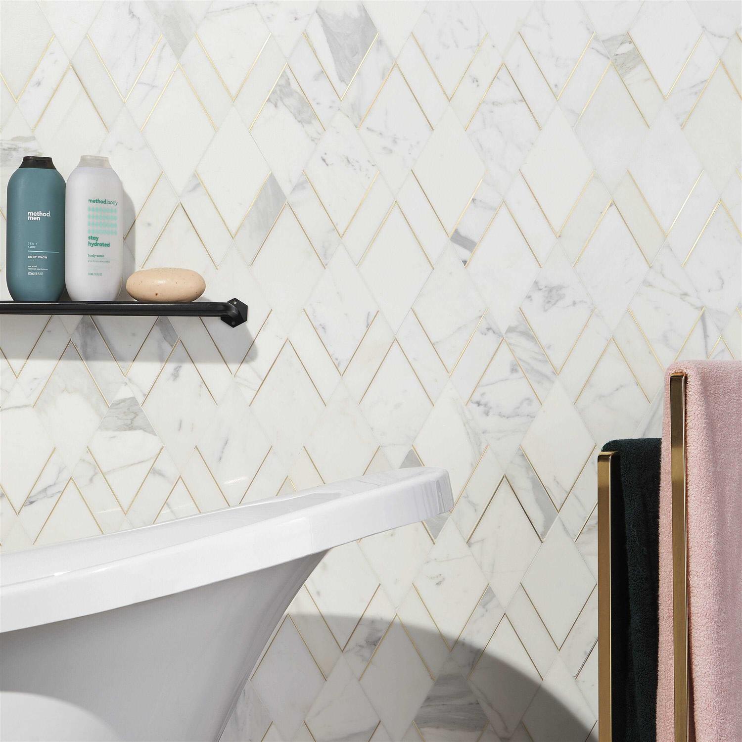 Ivy Hill Tile Mehko 11.81 in. x 14.96 in. Polished Marble and Brass Wall Tile - Zenithce