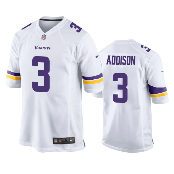 Minnesota Vikings #3 Jordan Addison White Stitched Game Jersey - Zenithce