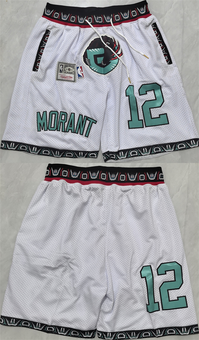 Memphis Grizzlies #12 Ja Morant White 2025 Shorts (Run Small) - Zenithce