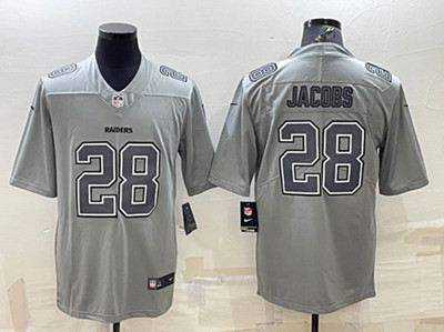 Las Vegas Raiders #28 Josh Jacobs Gray Atmosphere Fashion Stitched Jersey - Zenithce