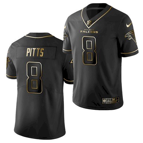 Atlanta Falcons #8 Kyle Pitts Black Golden Edition Stitched Jersey - Zenithce