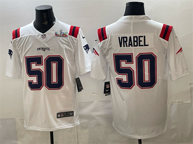New England Patriots #50 Mike Vrabel White With Super Bowl LX Patch Vapor Limited Stitched Jersey - Zenithce
