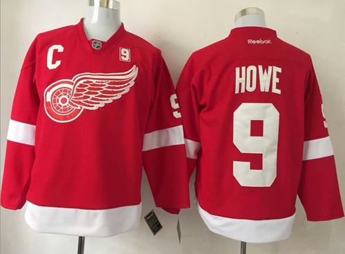 Red Wings #9 Gordie Howe Red Stitched Jersey - Zenithce