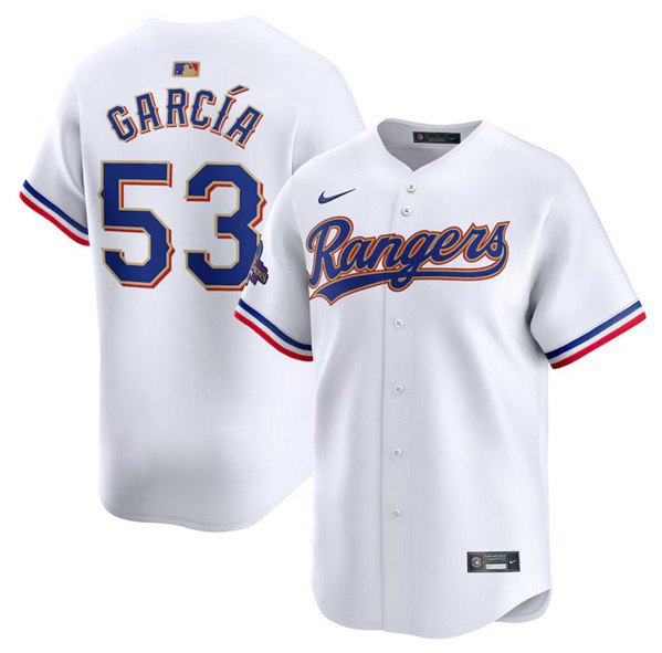 Texas Rangers #53 Adolis Garcia White 2024 Gold Collection Cool Base Stitched Jersey - Zenithce