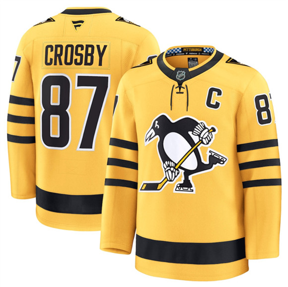 Pittsburgh Penguins #87 Sidney Crosby Gold 2025 Alternate Stitched Jersey - Zenithce
