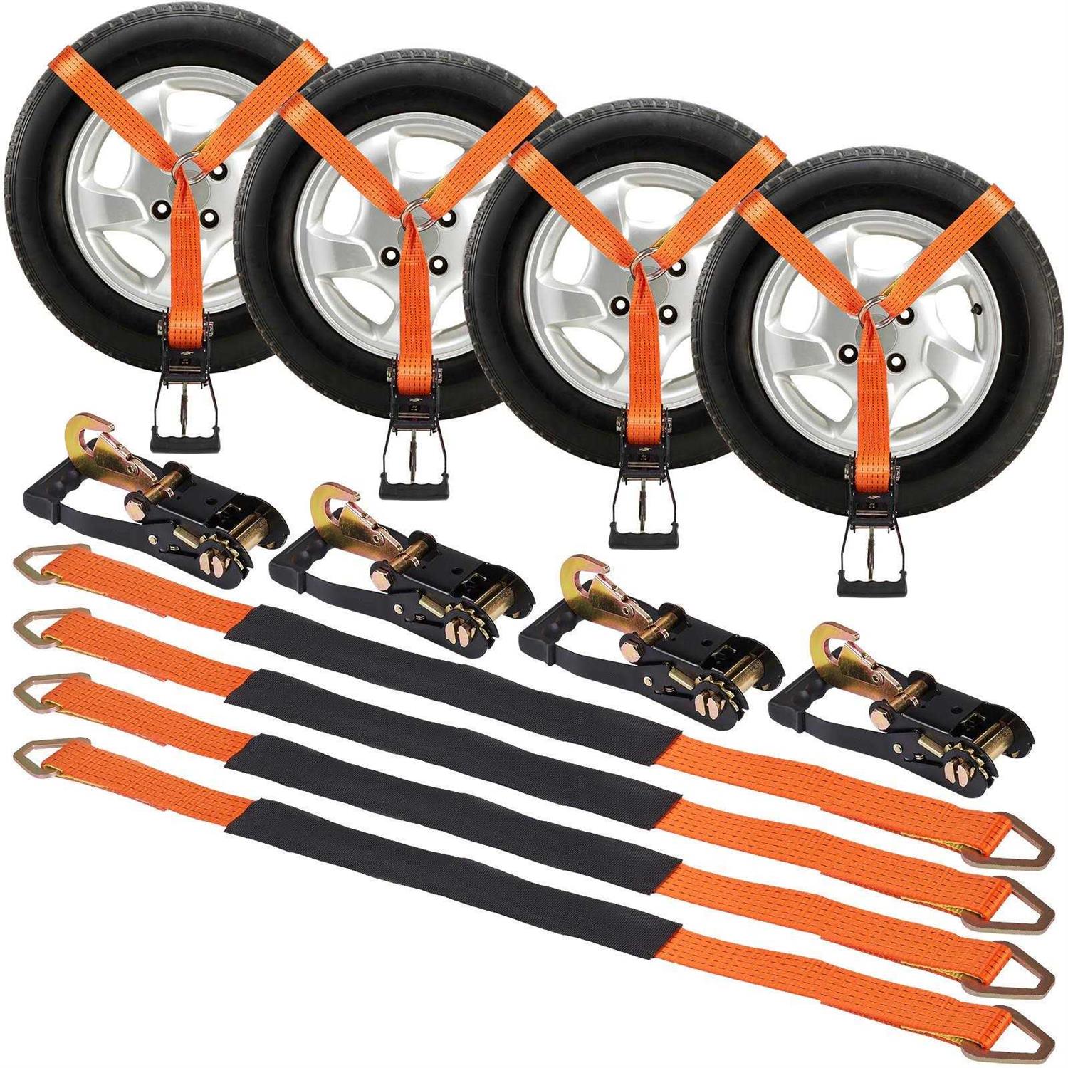 VEVOR Ratchet Tie Down Straps Kit Lasso Style 2 x 120 Tire Straps - Zenithce