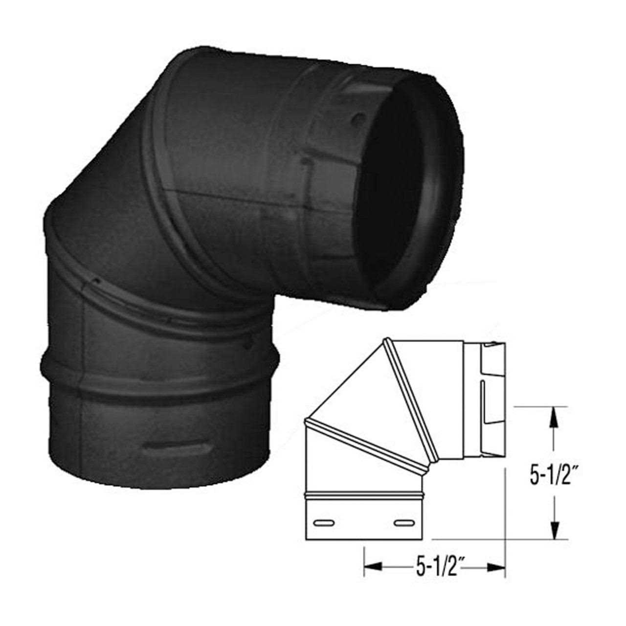 DuraVent 90-Degree DVL Double-Wall Black Elbow 8DVL-E90 - Zenithce