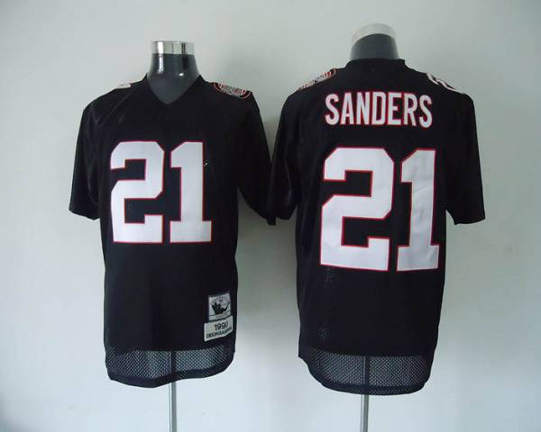 Mitchell And Ness Falcons #21 Deion Sanders Black Stitched Throwback Jersey - Zenithce