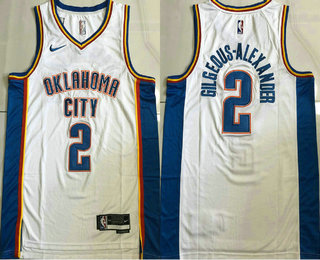 Oklahoma City Thunder #2 Shai Gilgeous-Alexander White Icon Sponsor AU Jersey - Zenithce
