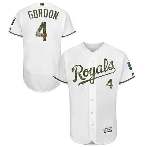 Royals #4 Alex Gordon White Flexbase Authentic Collection 2016 Memorial Day Stitched Jersey - Zenithce