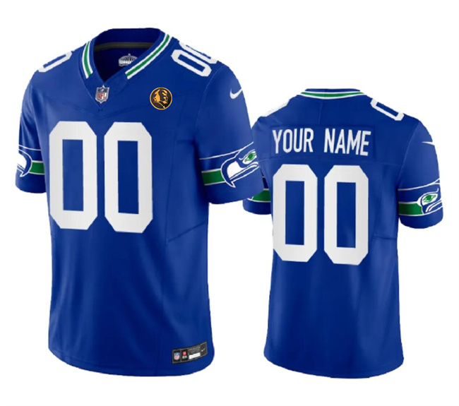 Seattle Seahawks Custom Royal 2023 F.U.S.E. Throwback With John Madden Patch Vapor Limited Stitched Jersey - Zenithce