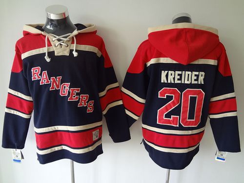 Rangers #20 Chris Kreider Blue Sawyer Hooded Sweatshirt Stitched Jersey - Zenithce