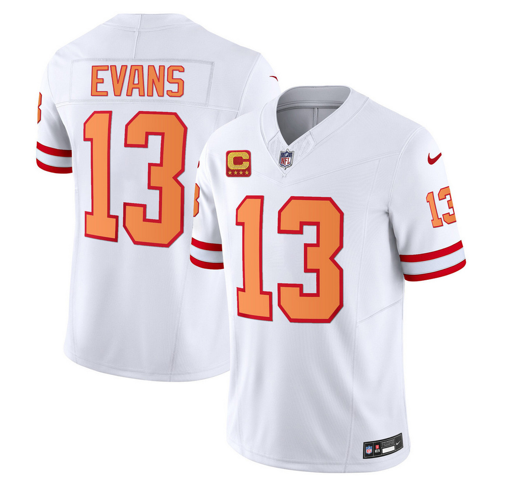 Tampa Bay Buccaneers #13 Mike Evans 2023 F.U.S.E. White With 4-Star C Patch Throwback Limited Stitched Jersey - Zenithce