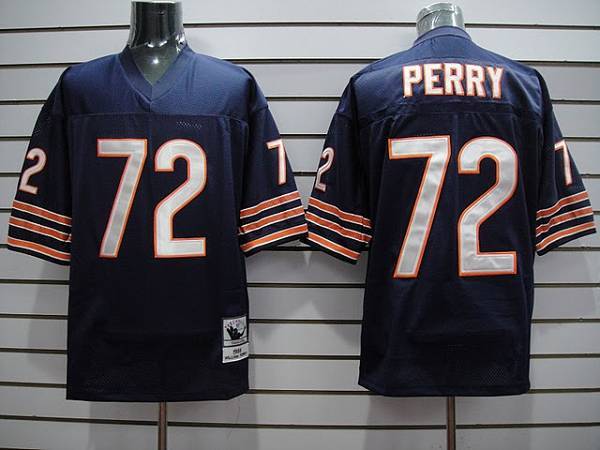 Mitchell Ness Bears #72 William Perry Blue Stitched Throwback Jersey - Zenithce