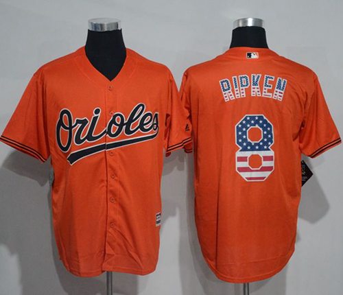 Orioles #8 Cal Ripken Orange USA Flag Fashion Stitched Jersey - Zenithce