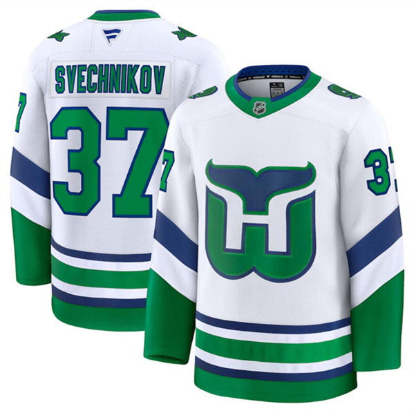 Carolina Hurricanes #37 Andrei Svechnikov White 2024-25 Throwback Stitched Jersey - Zenithce