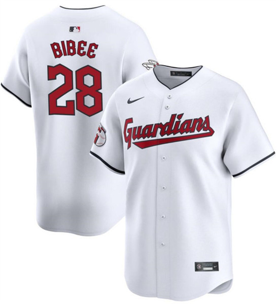 Cleveland Guardians #28 Tanner Bibee White Cool Base Stitched Jersey - Zenithce