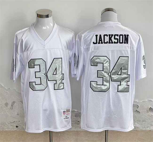 Las Vegas Raiders #34 Bo Jackson White Throwback Stitched Jersey - Zenithce