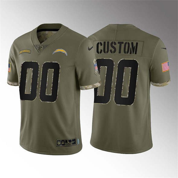 Los Angeles Chargers Customized 2022 Olive Salute To Service Limited Stitched Jersey - Zenithce