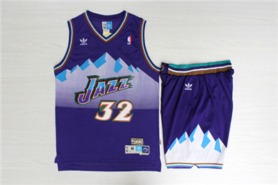 Jazz 32 Karl Malone Purple Hardwood Classics Jersey(With Shorts) - Zenithce