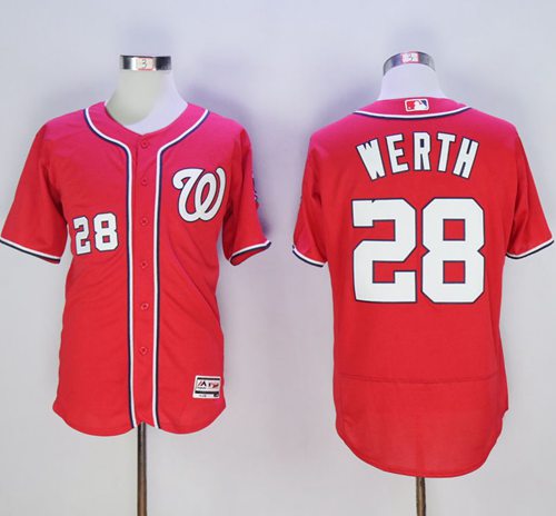 Nationals #28 Jayson Werth Red Flexbase Authentic Collection Stitched Jersey - Zenithce