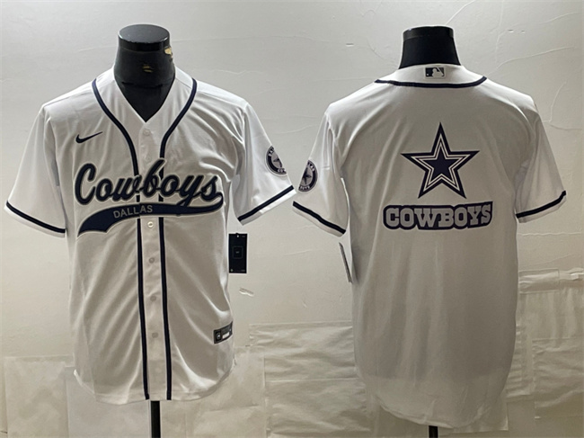 Dallas Cowboys White Team Big Logo With Patch Cool Base Stitched Jersey - Zenithce