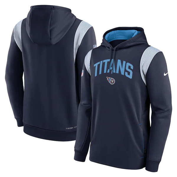 Tennessee Titans Navy Sideline Stack Performance Pullover Hoodie 002 - Zenithce