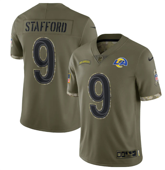 Los Angeles Rams #9 Matthew Stafford 2022 Olive Salute To Service Limited Stitched Jersey - Zenithce