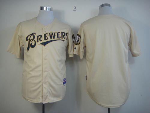Brewers Blank Cream YOUniform Cool Base Stitched Jersey - Zenithce