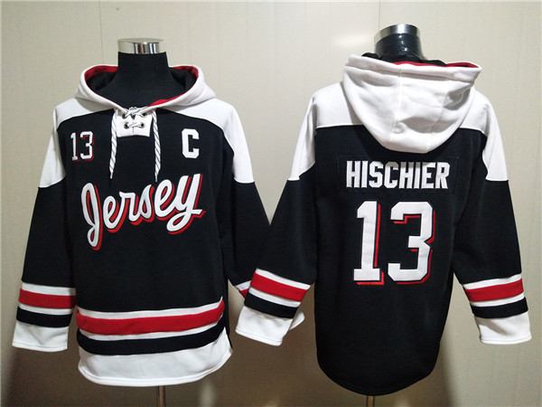 New Jersey Devils #13 Nico Hischier Black White Ageless Must-Have Lace-Up Pullover Hoodie - Zenithce