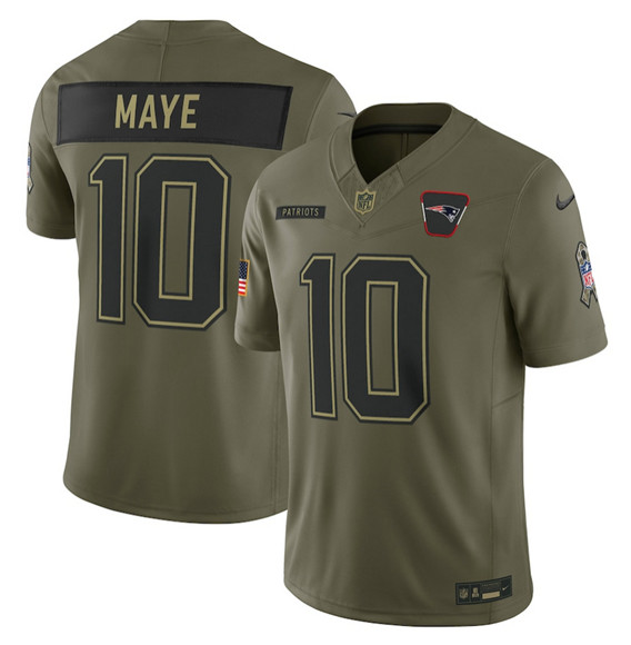 New England Patriots #10 Drake Maye Olive 2025 Salute to Service Limited Stitched Jersey - Zenithce