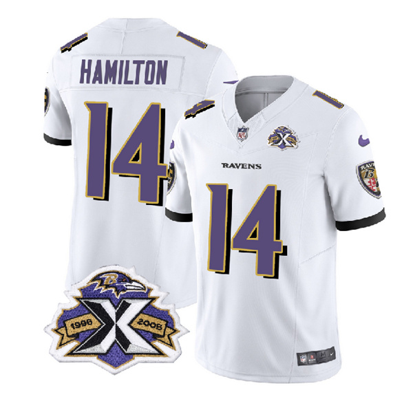 Baltimore Ravens #14 Kyle Hamilton White 2023 F.U.S.E With Patch Throwback Vapor Limited Stitched Jersey - Zenithce