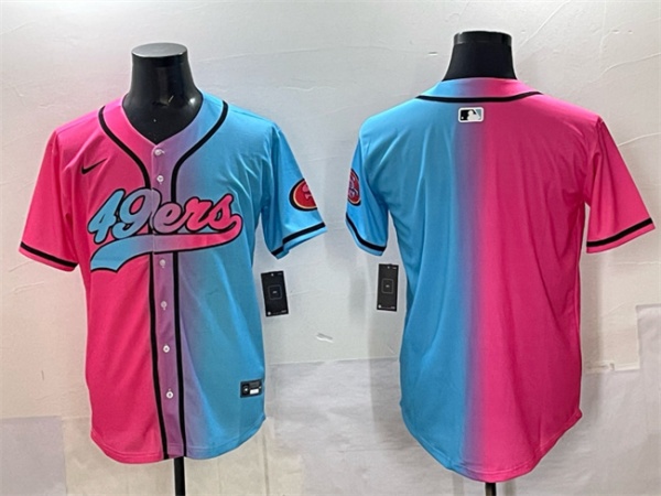 San Francisco 49ers Blank Pink Blue Limited Stitched Jersey - Zenithce