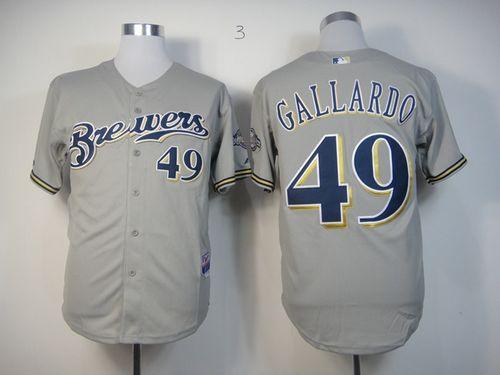 Brewers #49 Yovani Gallardo Stitched Grey Jersey - Zenithce
