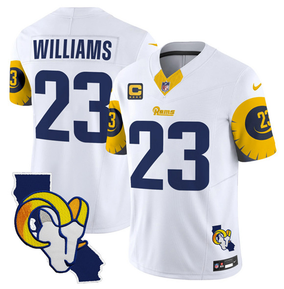 Los Angeles Rams #23 Kyren Williams White 2025 4-Star C Patch F.U.S.E. V2 Limited Stitched Jersey - Zenithce