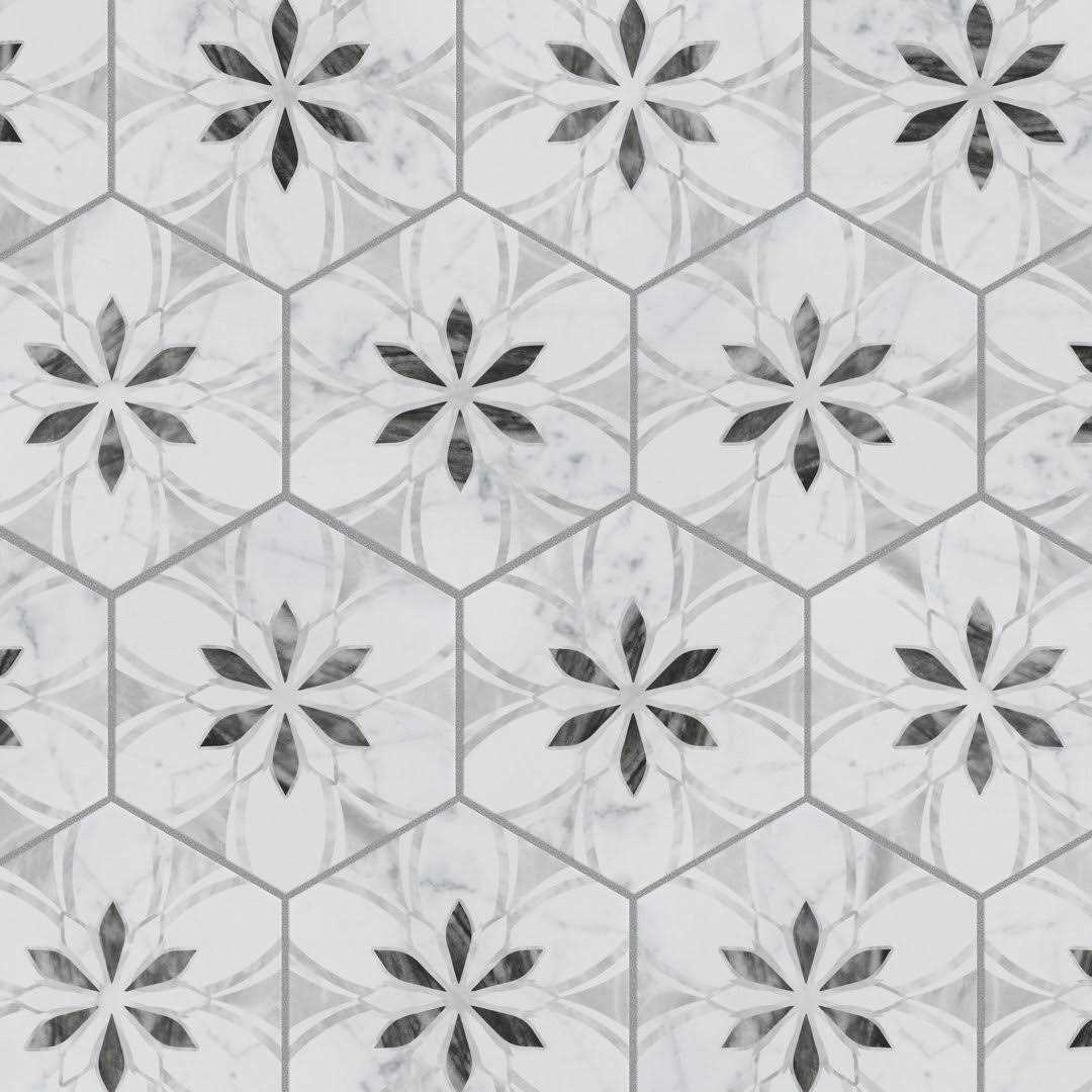 Merola Tile Classico Bardiglio Hex 7 x 8 Porcelain Patterned Wall & Floor Tile - Zenithce