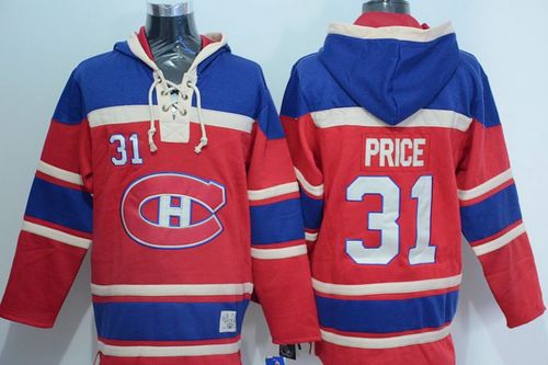 Canadiens #31 Carey Price Red Sawyer Hooded Sweatshirt Stitched Jersey - Zenithce