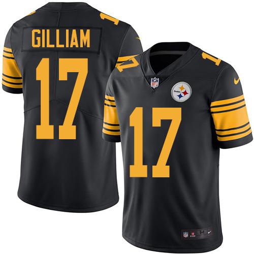 Steelers #17 Joe Gilliam Black Stitched Limited Rush Nike Jersey - Zenithce
