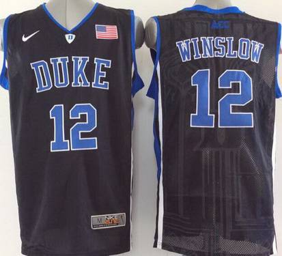Duke Blue Devils #12 Justise Winslow Black Jersey - Zenithce