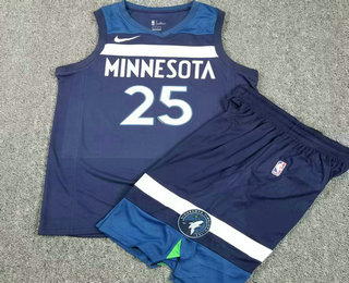 Minnesota Timberwolves #25 Derrick Rose New Navy Blue 2017-2018 Swingman Stitched Jersey With Shorts - Zenithce