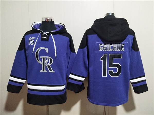 Colorado Rockies #15 Randal Grichuk Purple Ageless Must-Have Lace-Up Pullover Hoodie - Zenithce
