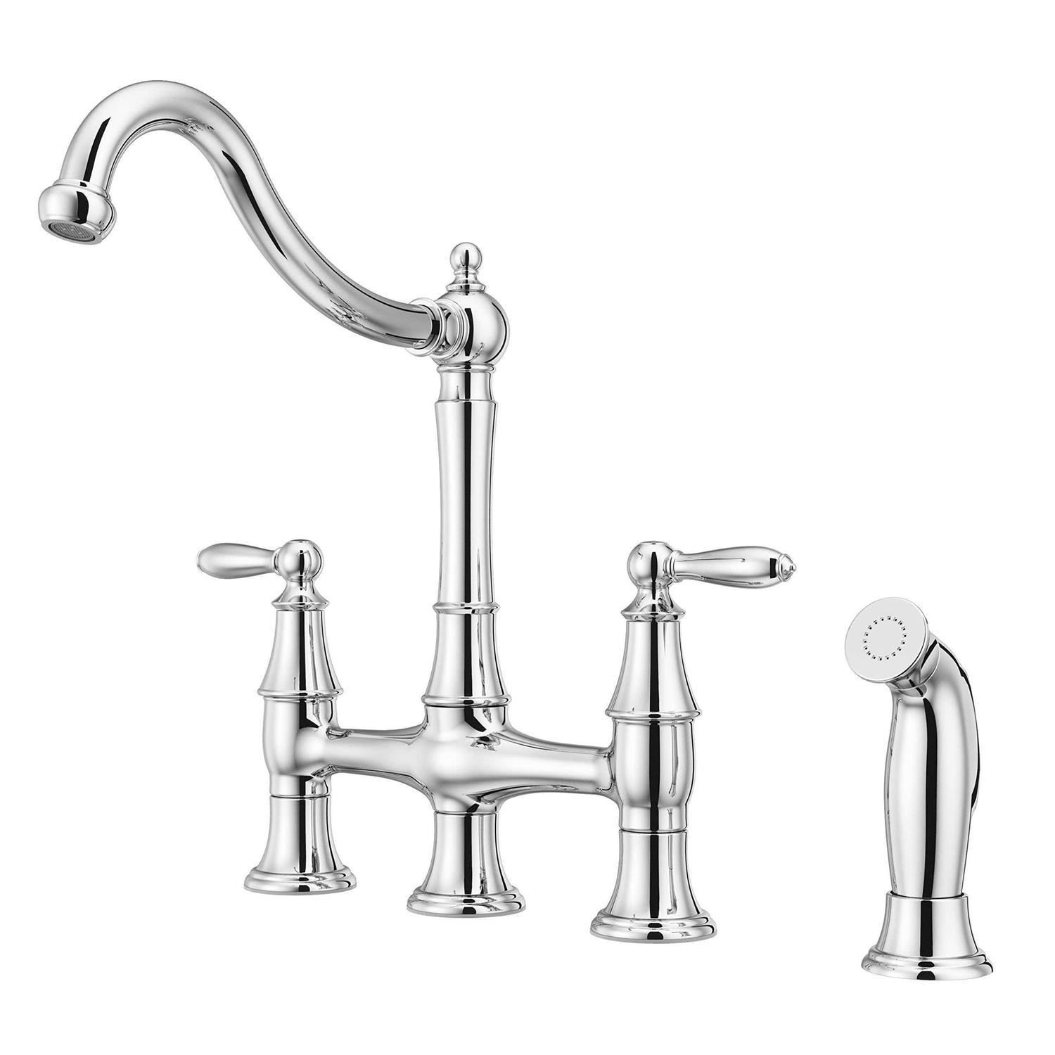 Pfister Courant 2-Handle Bridge Kitchen Faucet with Side Spray PF0314COU - Zenithce