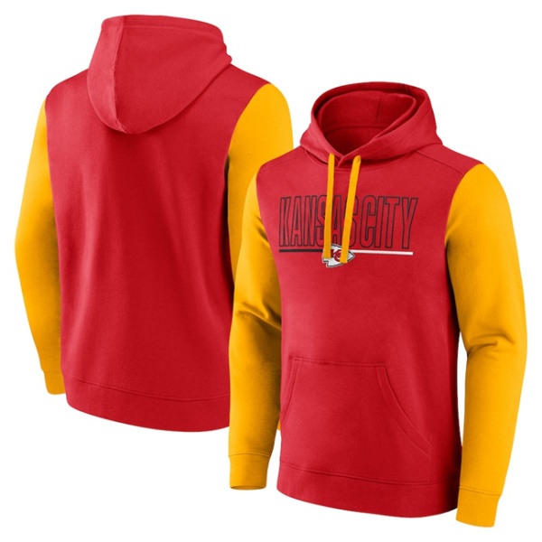 Kansas City Chiefs Red Gold Outline Pullover Hoodie - Zenithce
