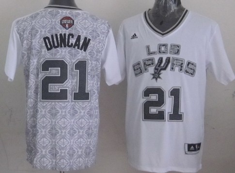 San Antonio Spurs #21 Tim Duncan Revolution 30 Swingman 2014 Noche Latina White Jersey - Zenithce
