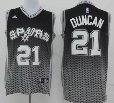 San Antonio Spurs #21 Tim Duncan Black/White Resonate Fashion Jersey - Zenithce