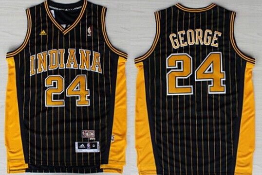 Indiana Pacers #24 Paul George Navy Blue Pinstirpe Swingman Throwback Jersey - Zenithce
