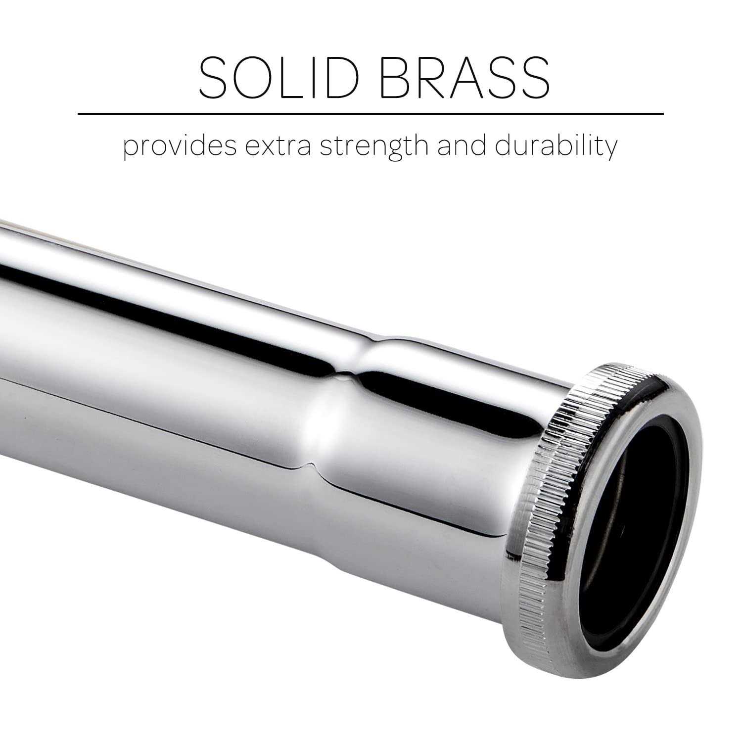 Fipoque Brass Slip Joint Extension Tube 1-1/4” OD x 12” with Nut and Rubber Washer - Zenithce