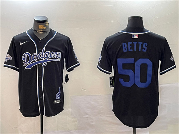 Los Angeles Dodgers #50 Mookie Betts Black 2024 World Series Champions Limited Stitched Jersey - Zenithce