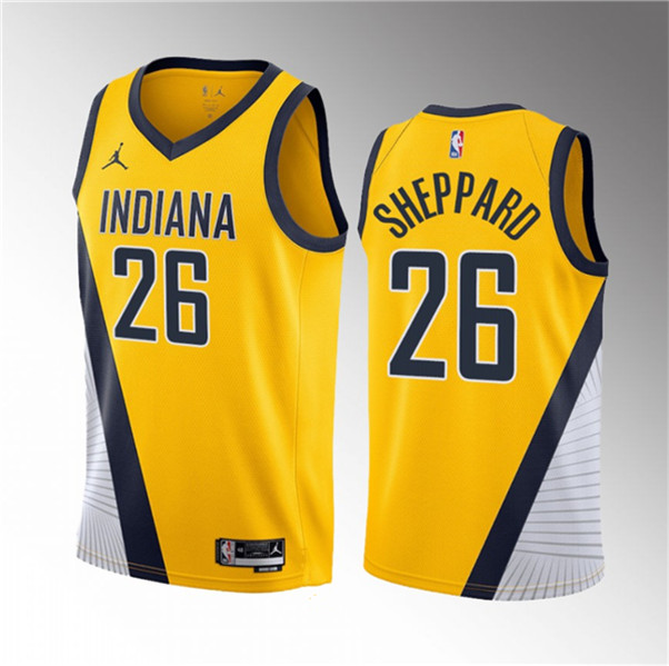 Indiana Pacers #26 Ben Sheppard Yellow 2023 Draft Statement Edition Stitched Jersey - Zenithce